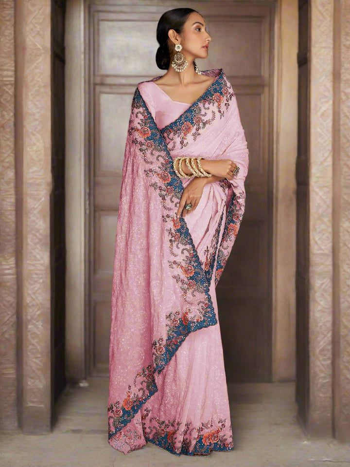 Vibrant color luxurious fabric exclusive attire crafted for elegance and style.