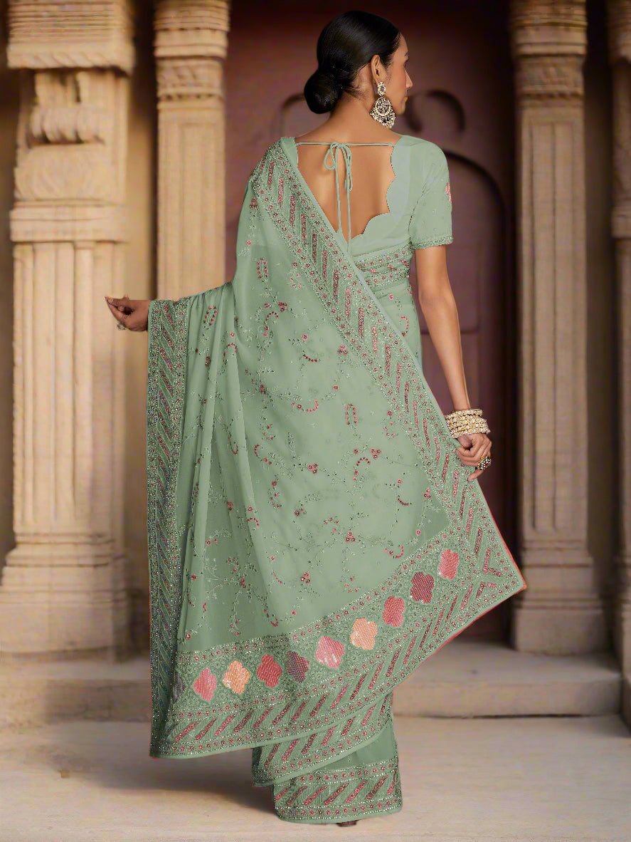 Vibrant color luxurious fabric exclusive attire crafted for elegance and style.