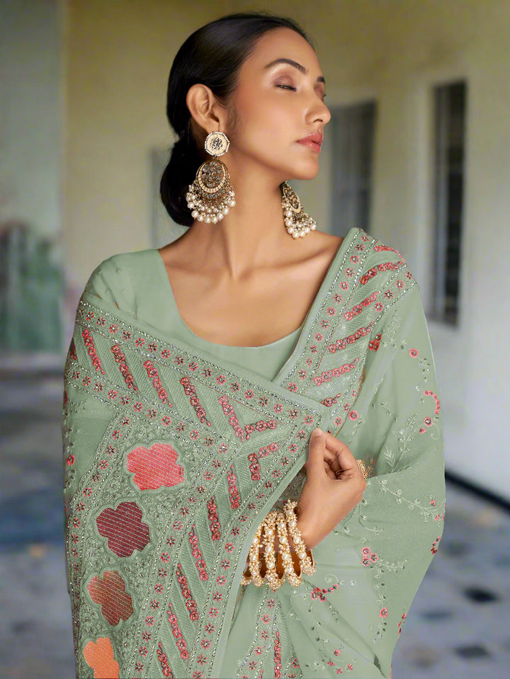 Vibrant color luxurious fabric exclusive attire crafted for elegance and style.
