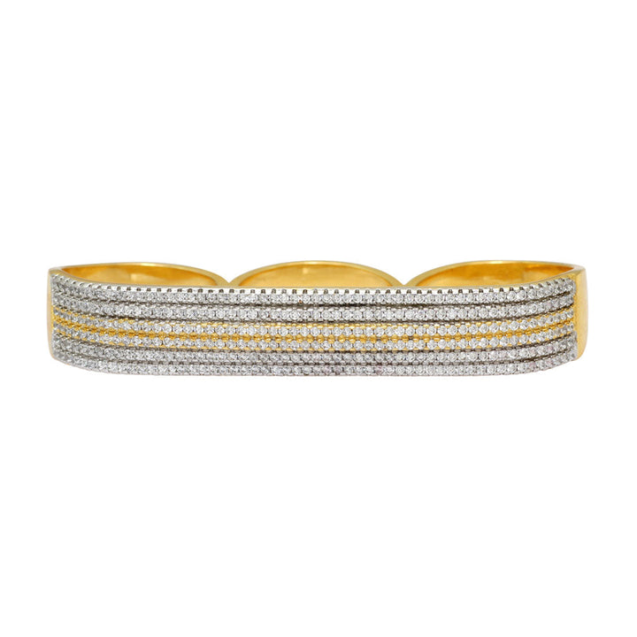 Gold Plated American Diamond Brass Ring | Elegant Triple Band Design