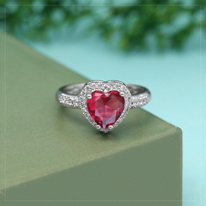 Adjustable American Diamond Ring | Elegant Ruby Stone Design