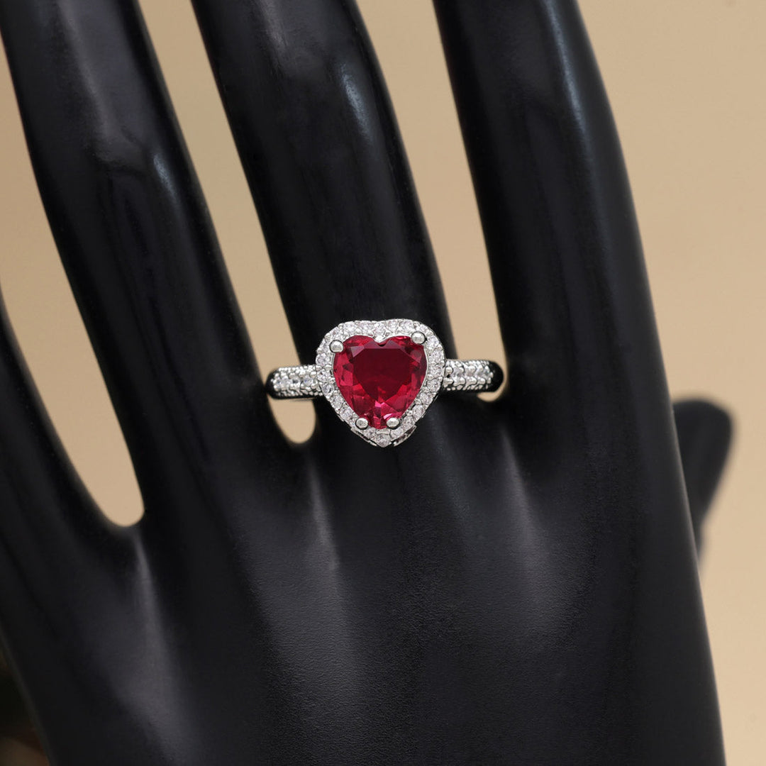 Adjustable American Diamond Ring | Elegant Ruby Stone Design