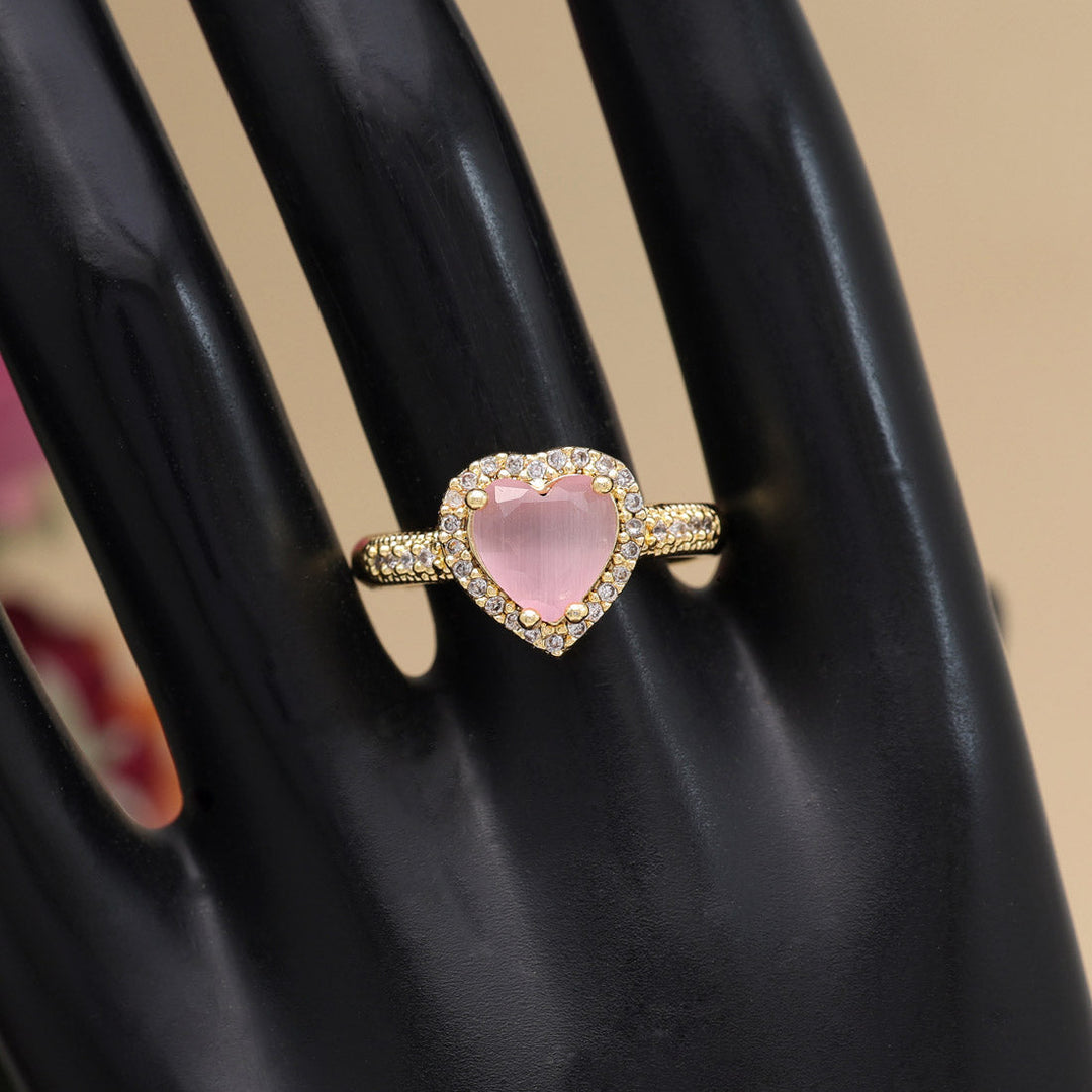 Adjustable American Diamond Finger Ring | Gold Plated Brass