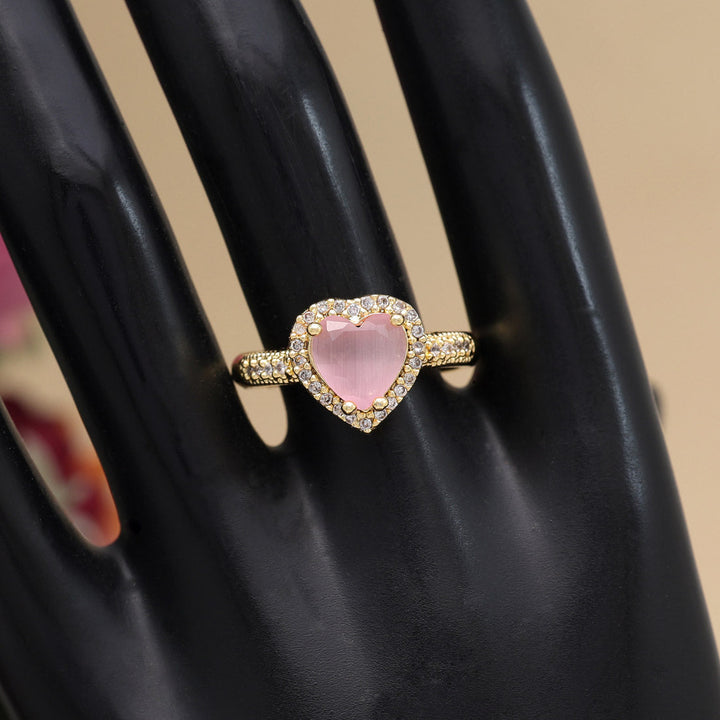 Adjustable American Diamond Finger Ring | Gold Plated Brass