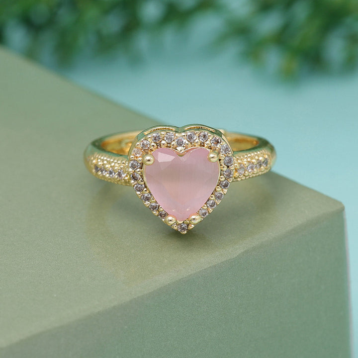 Adjustable American Diamond Finger Ring | Gold Plated Brass