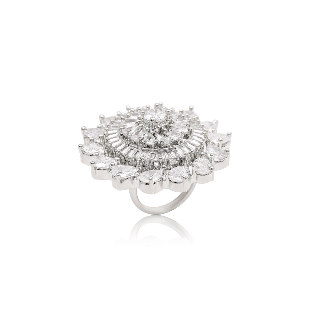 Adjustable American Diamond Ring | Luxury Silver Plated Jewelry