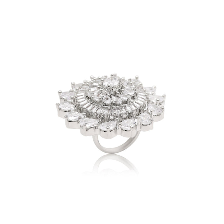 Adjustable American Diamond Ring | Luxury Silver Plated Jewelry