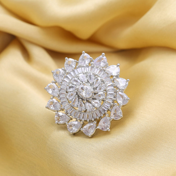 Adjustable American Diamond Ring | Luxury Silver Plated Jewelry