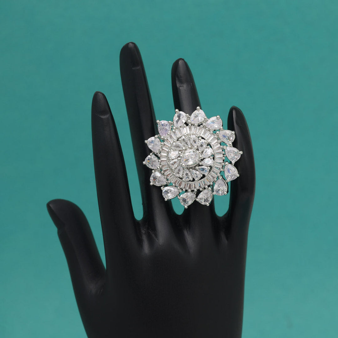 Adjustable American Diamond Ring | Luxury Silver Plated Jewelry
