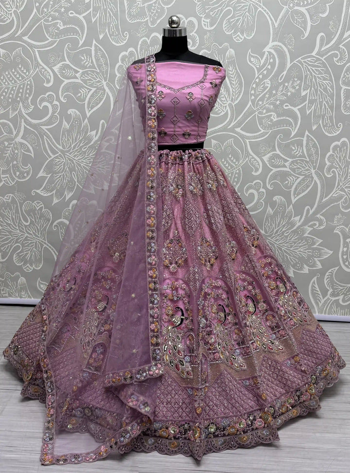 Fabulous Pink Sequins Work Net | Wedding Wear Lehenga Choli With Dupatta Fashionable