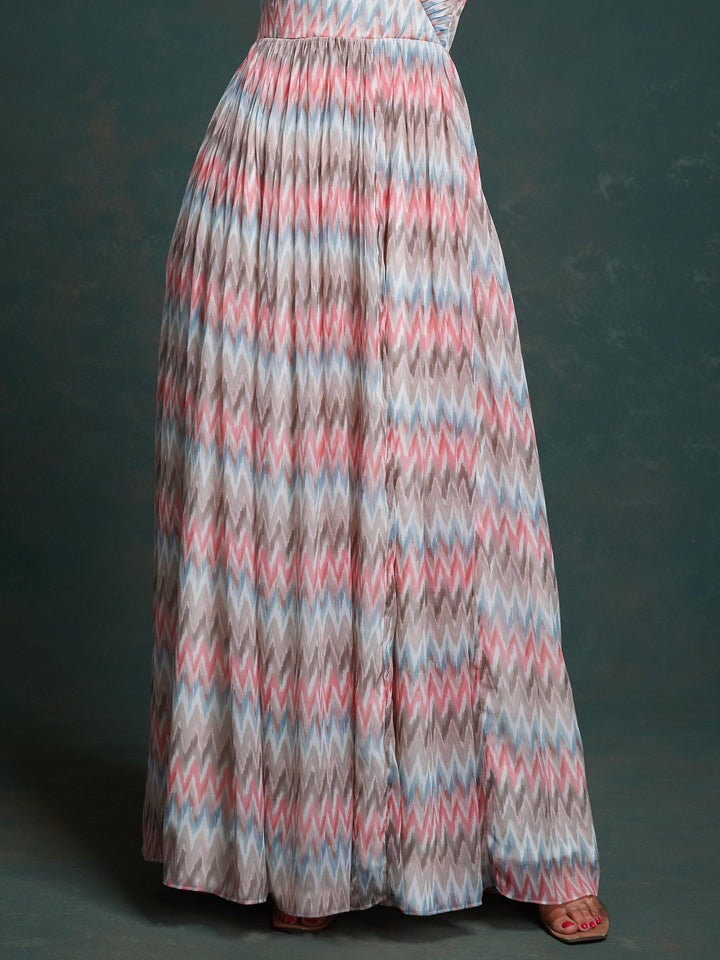 Captivating Multi-Color Printed Georgette Event Wear Gown