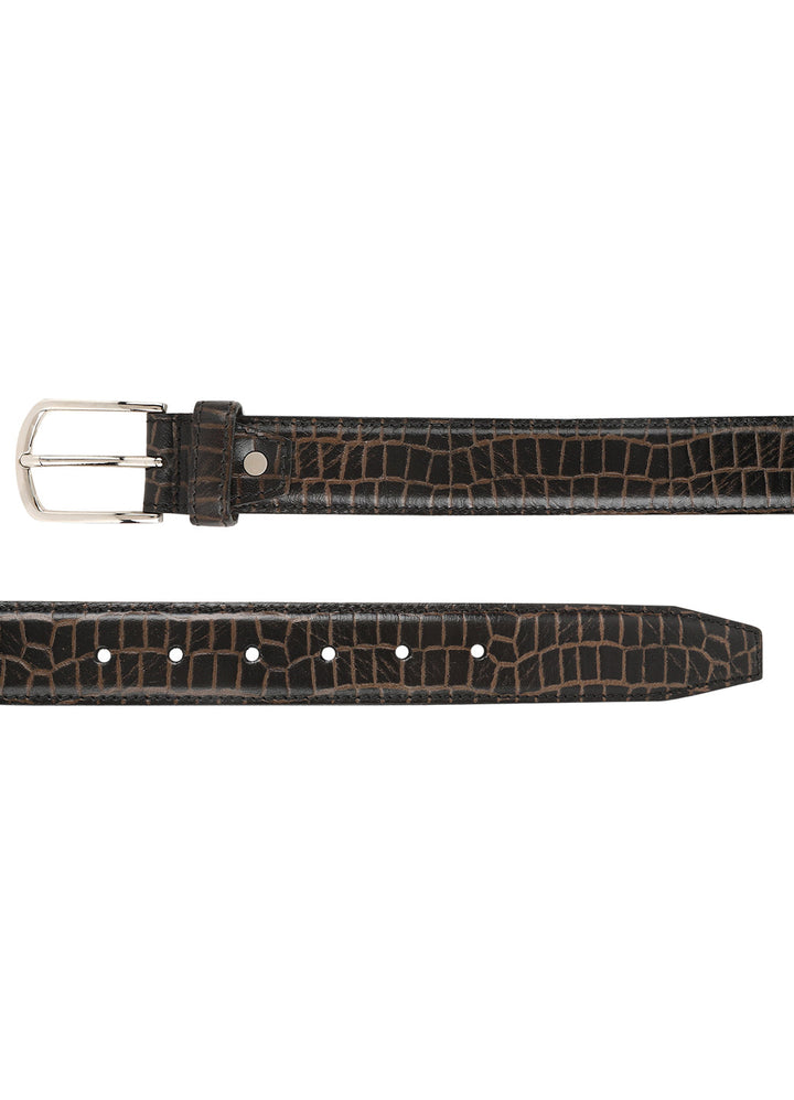Brown Croc Embossed Men's Belt | Elegant Crocodile Pattern Accessory