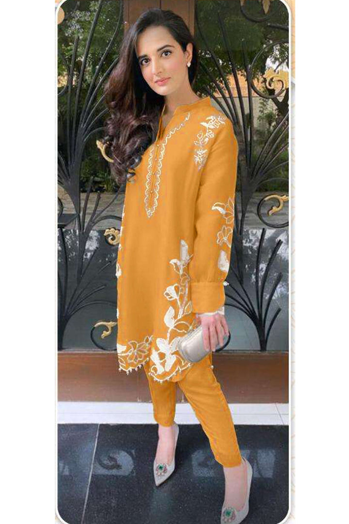 Chic Mustard Salwar Kameez | Cotton Combination & Matching Dupatta