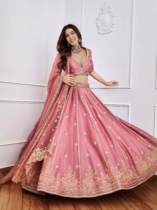 Art silk lehenga choli in pink shade