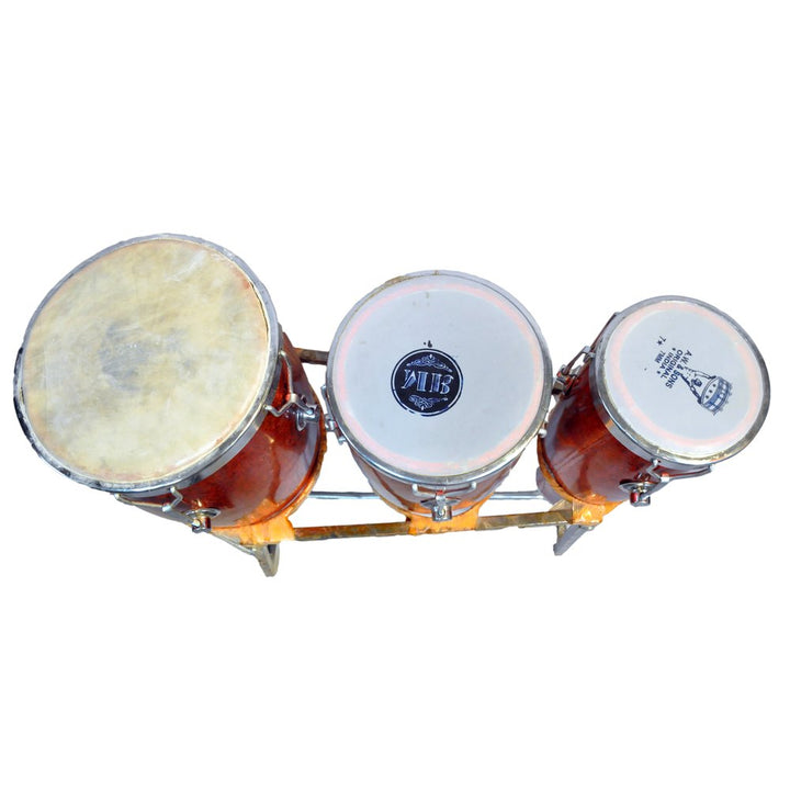 Authentic 3 Piece Conga Set with Rawhide Heads and Soft Strike Rims - SilverBin