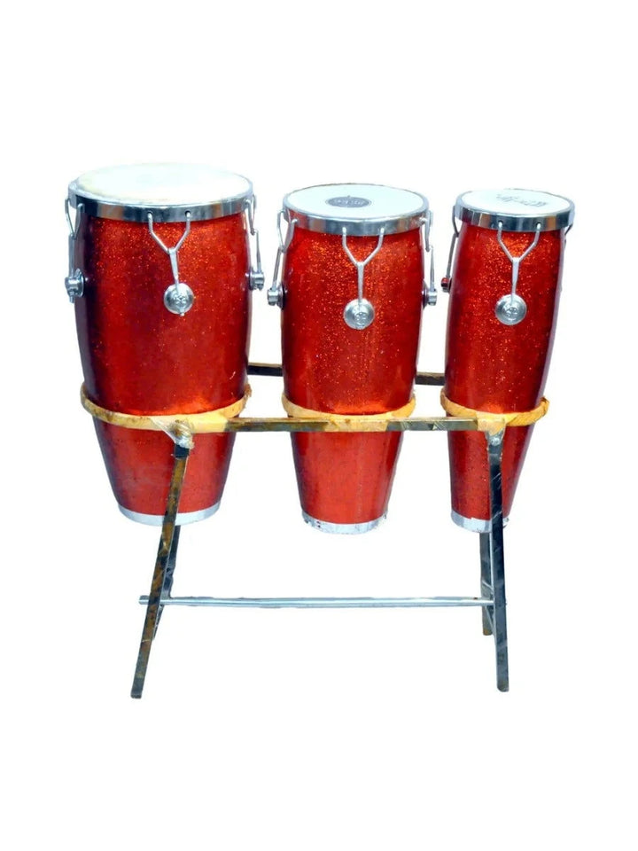 Authentic 3 Piece Conga Set with Rawhide Heads and Soft Strike Rims - SilverBin