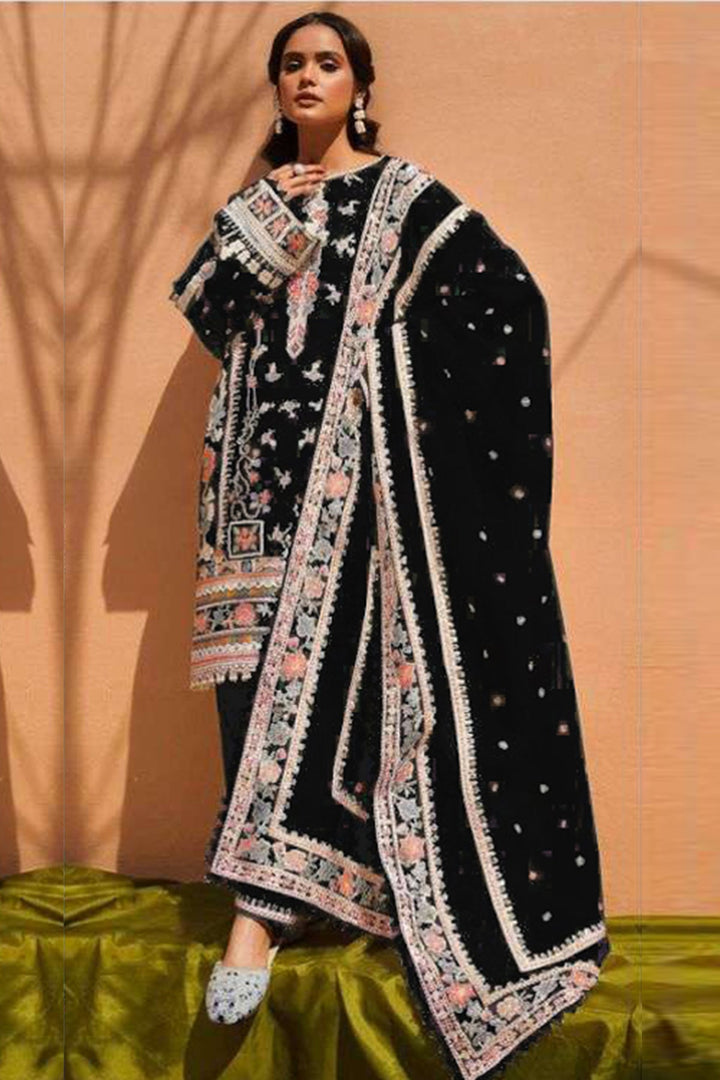 Black Rayon Salwar Kameez | Beautiful Outfit with Imported Silk Chex Dupatta