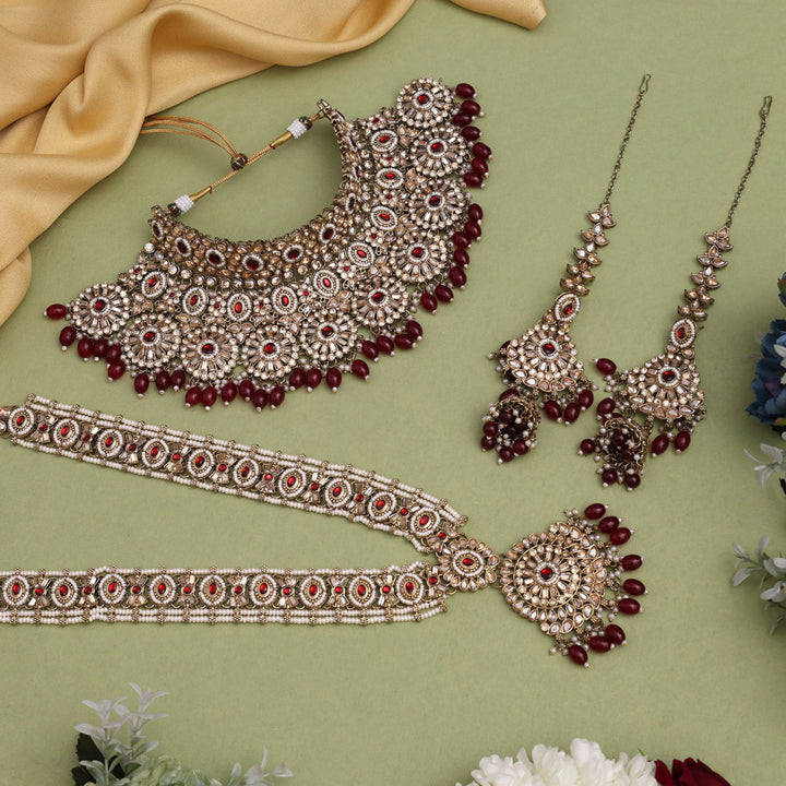 Kundan Bridal Set | Exquisite Maroon Dulhan Jewelry