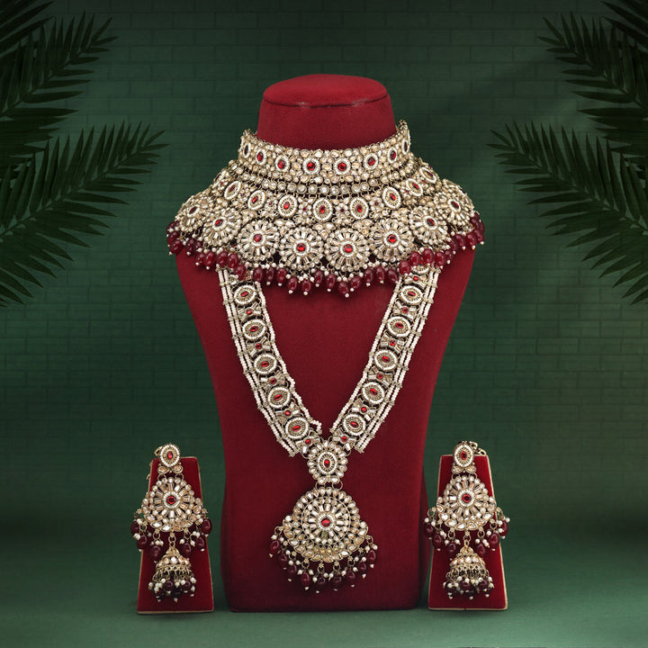 Kundan Bridal Set | Exquisite Maroon Dulhan Jewelry