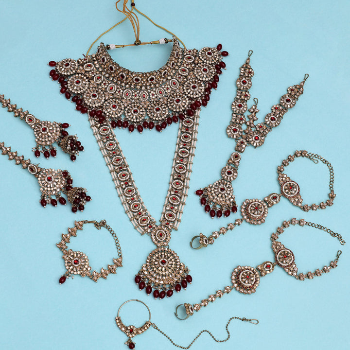 Kundan Bridal Set | Exquisite Maroon Dulhan Jewelry