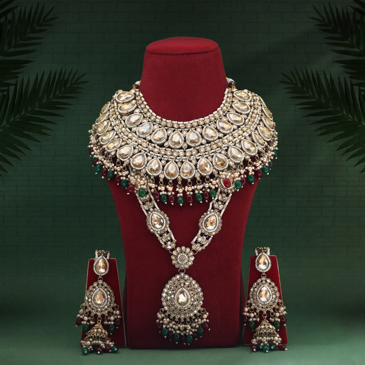 Maroon & Green Kundan Bridal Set | Exquisite Dulhan Jewelry