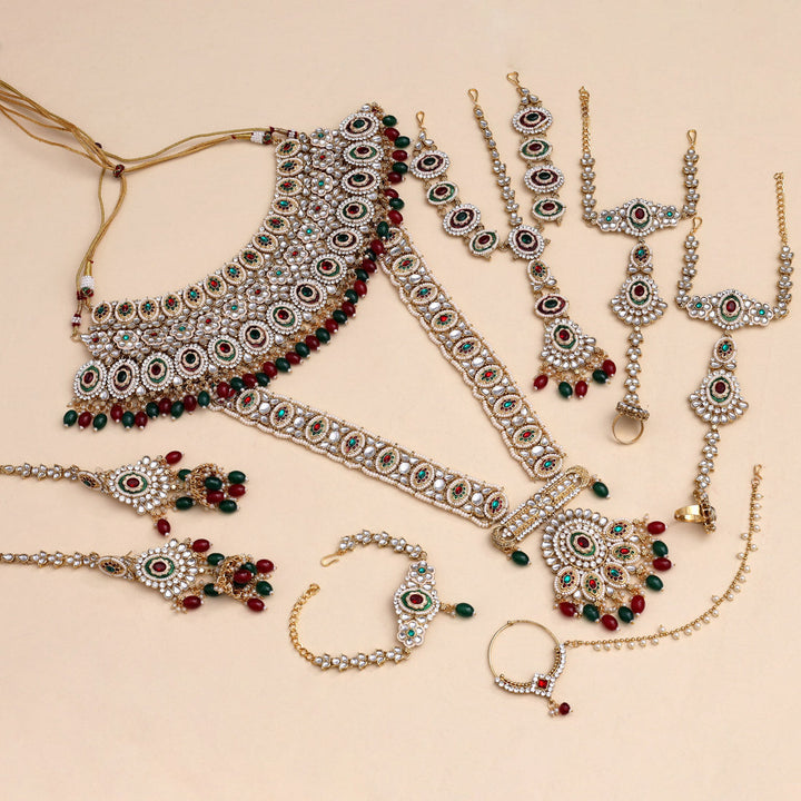 Kundan Bridal Set | Maroon & Green Dulhan Jewelry