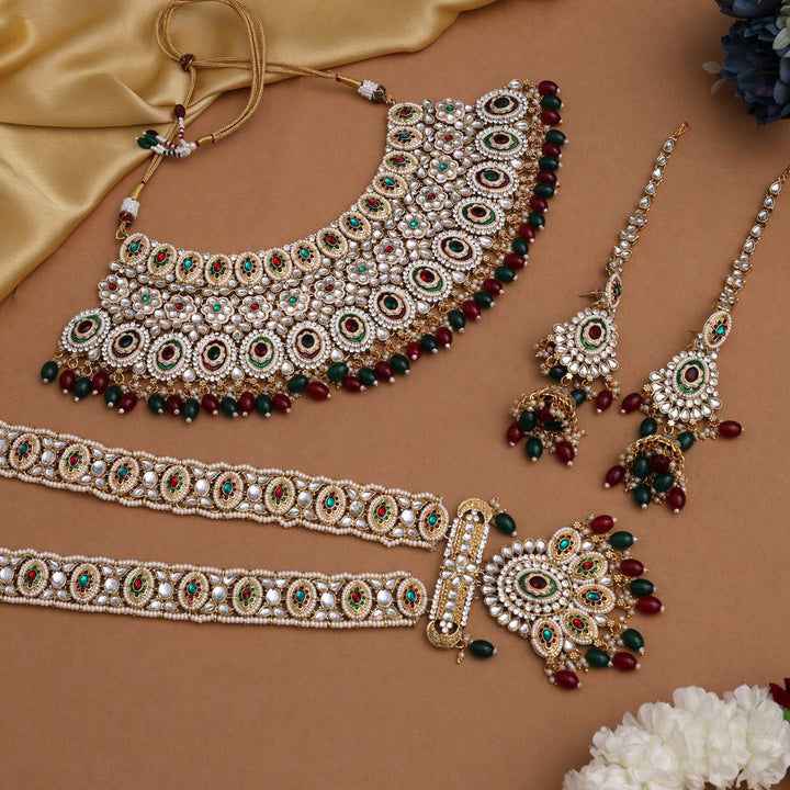 Kundan Bridal Set | Maroon & Green Dulhan Jewelry