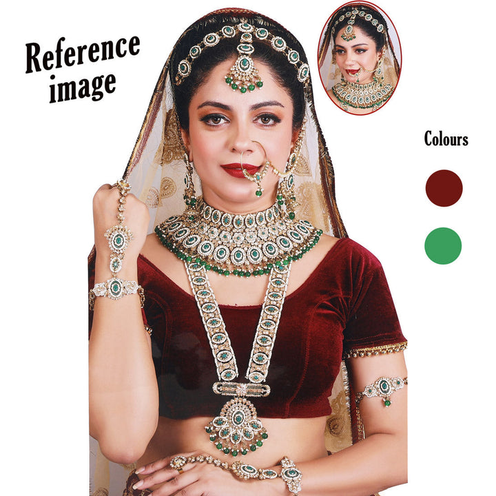 Kundan Bridal Set | Maroon & Green Dulhan Jewelry