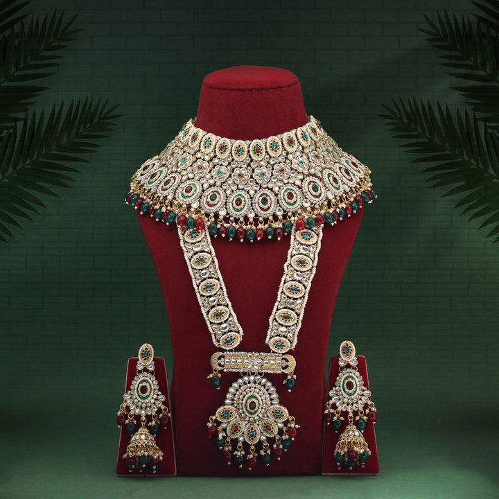 Kundan Bridal Set | Maroon & Green Dulhan Jewelry