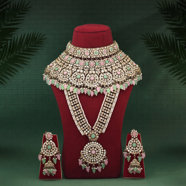 Kundan Bridal Set | Pink & Pista Green Dulhan Jewelry