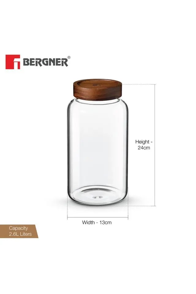 Borosilicate Glass Jar | Airtight Wood Lid Perfect for Kitchen Storage