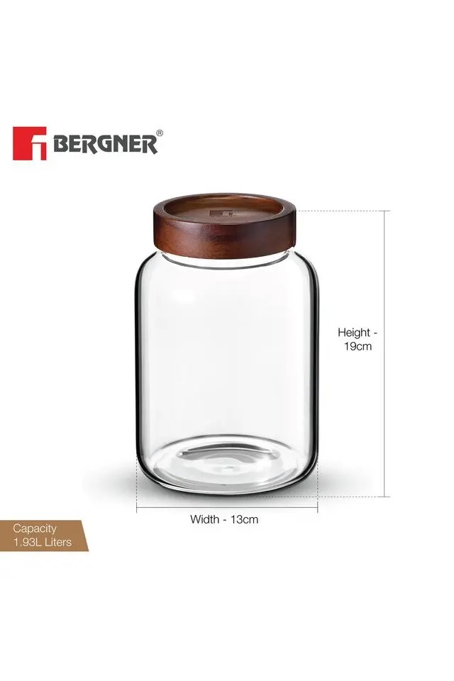 Borosilicate Glass Jar | Airtight Wood Lid Perfect for Kitchen Storage
