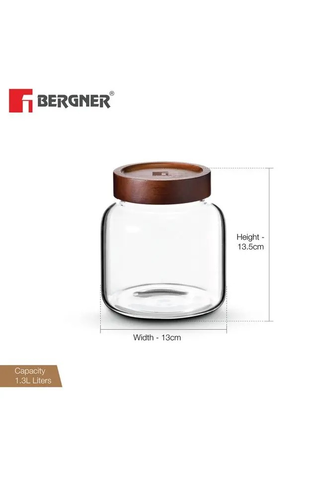 Borosilicate Glass Jar | Airtight Wood Lid Perfect for Kitchen Storage