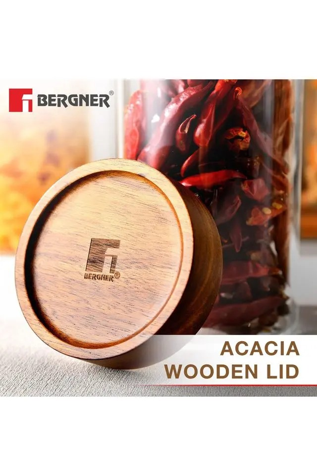 Airtight Borosilicate Container | Wooden Lid Elegant and Durable Design
