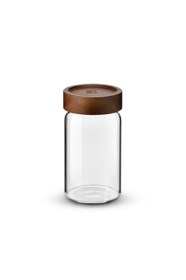 Bergner Acadia Glass Jar | Borosilicate Container Airtight Wood Lid