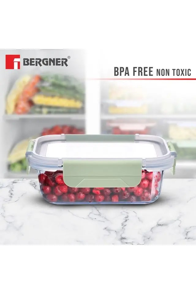 Premium Borosilicate Glass Food Rectangular Storage Container | Secure Smart Lock Lid
