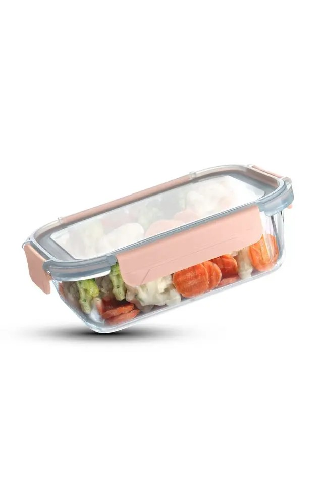 Premium Borosilicate Glass Food Rectangular Storage Container | Secure Smart Lock Lid