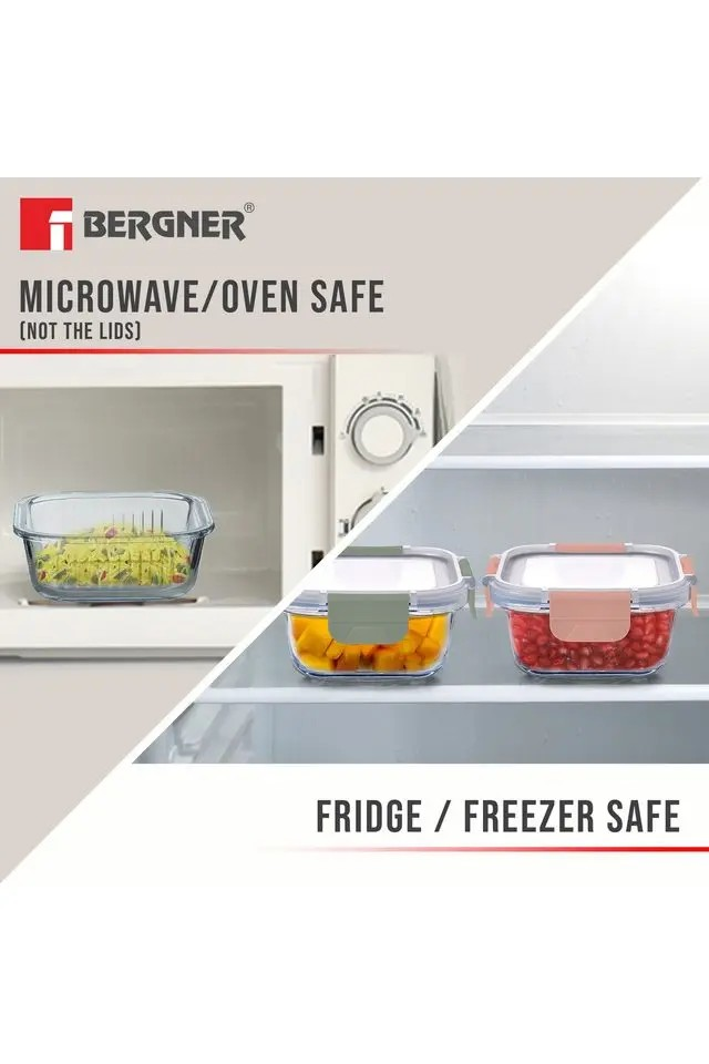 Borosilicate Glass Food Container | Square Smart Lock Lid Microwave Safe