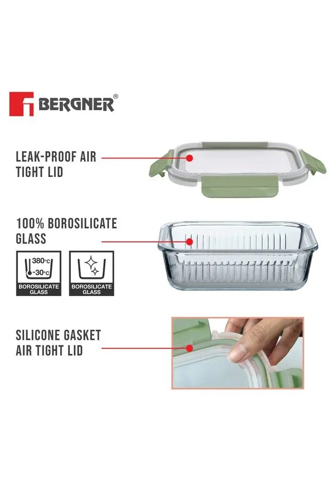 Borosilicate Glass Food Container | Square Smart Lock Lid Microwave Safe