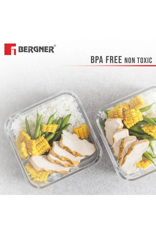 Borosilicate Glass Food Container | Square Smart Lock Lid Microwave Safe