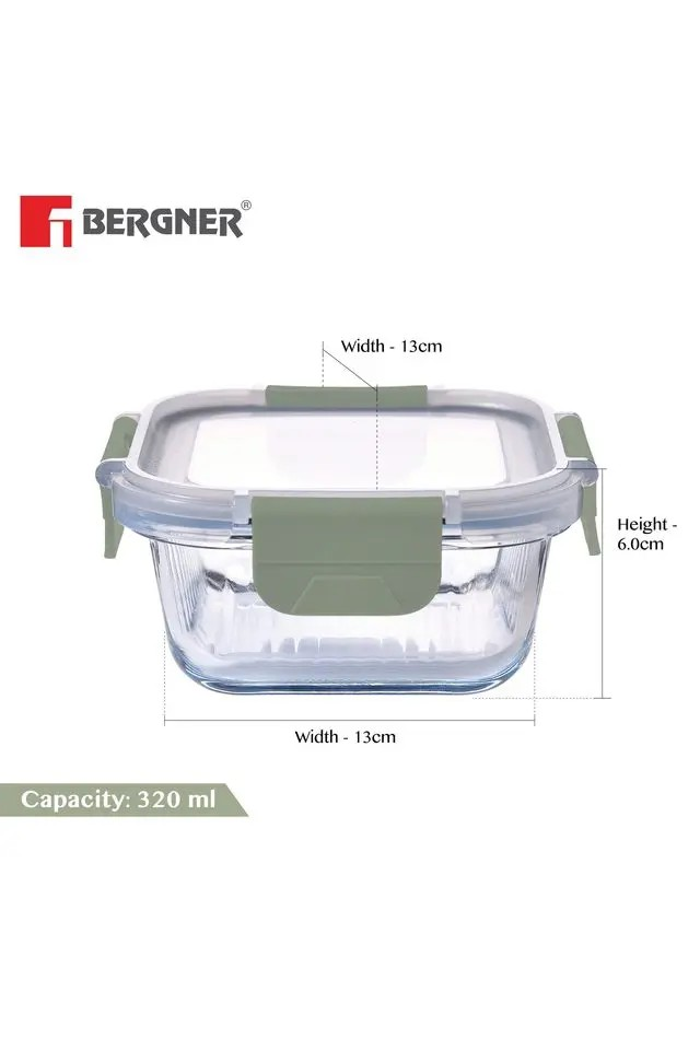 Borosilicate Glass Food Container | Square Smart Lock Lid Microwave Safe