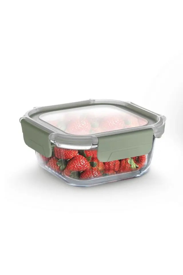 Borosilicate Glass Food Container | Square Smart Lock Lid Microwave Safe