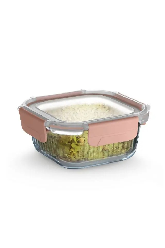 Borosilicate Glass Food Container | Square Smart Lock Lid Microwave Safe