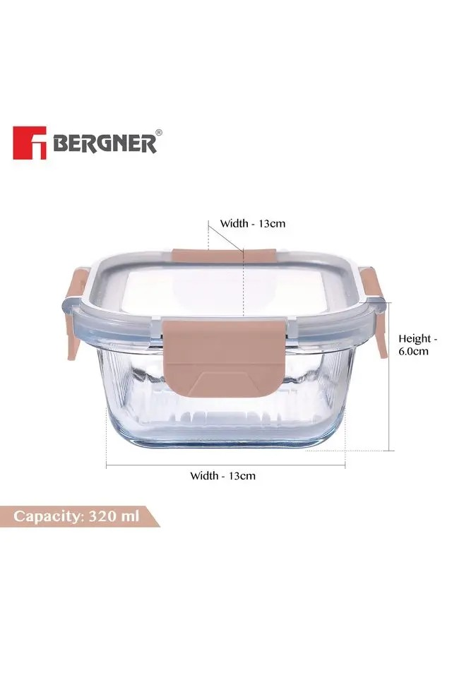 Borosilicate Glass Food Container | Square Smart Lock Lid Microwave Safe