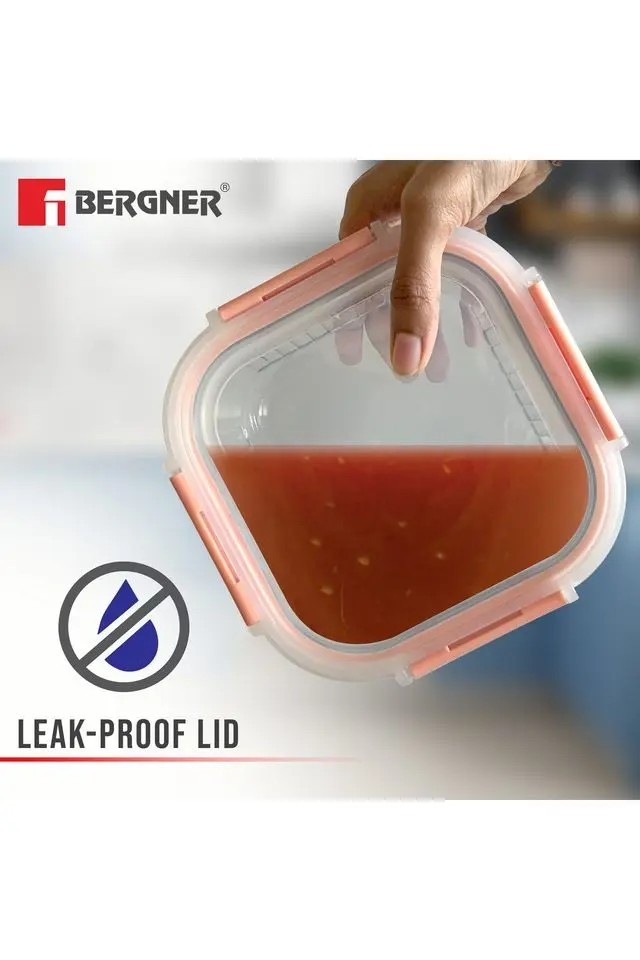 Borosilicate Glass Food Container | Square Smart Lock Lid Microwave Safe