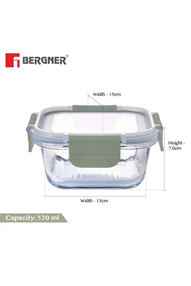 Borosilicate Glass Food Container | Square Smart Lock Lid Microwave Safe