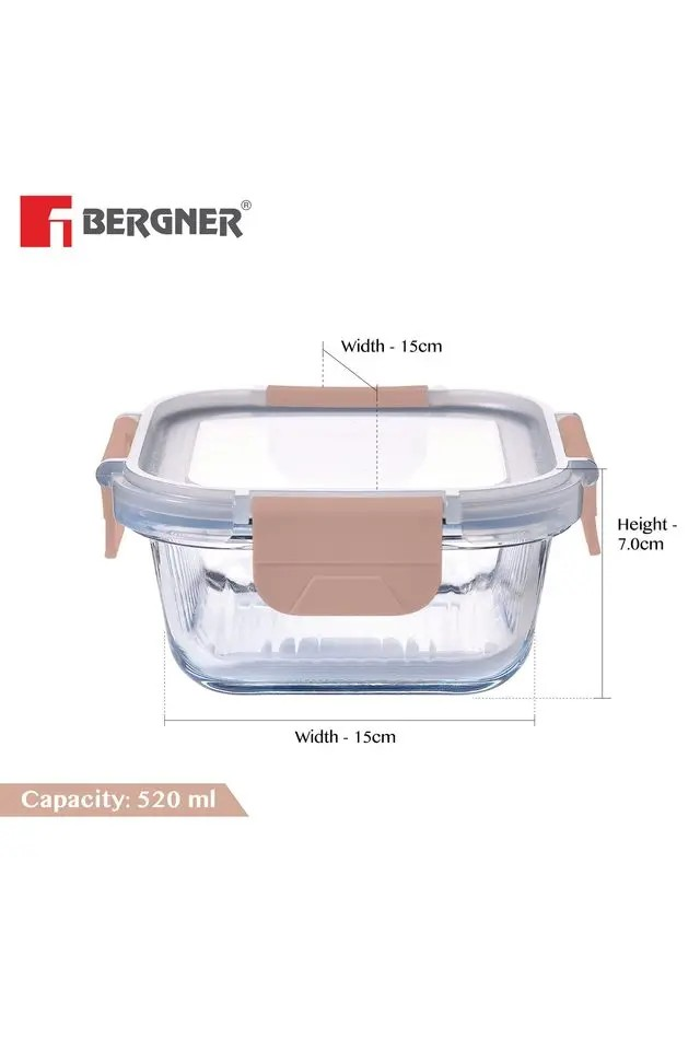 Borosilicate Glass Food Container | Square Smart Lock Lid Microwave Safe