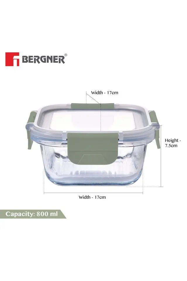 Borosilicate Glass Food Container | Square Smart Lock Lid Microwave Safe