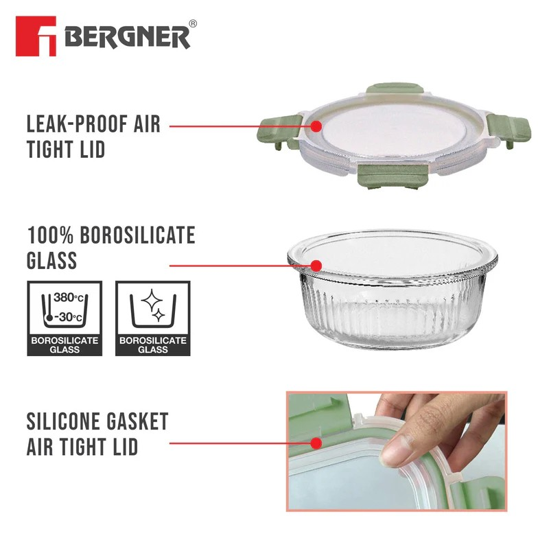 Round Glass Food Container | Premium Borosilicate for Freshness