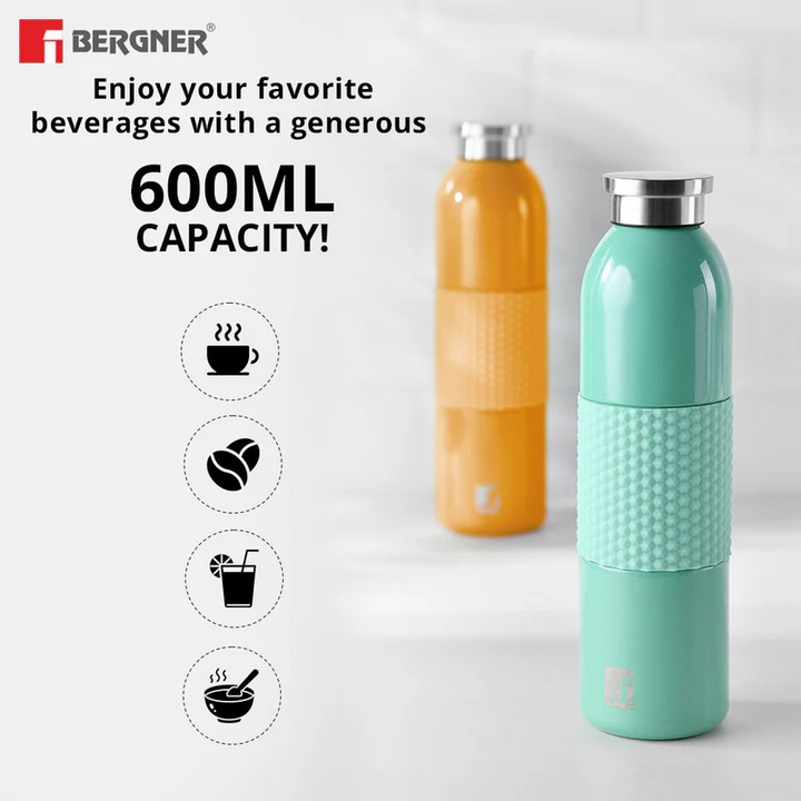 Bergner Walking Mid Grip Thermosteel Hot and Cold 600ml Flask, Double-Walled Bottle